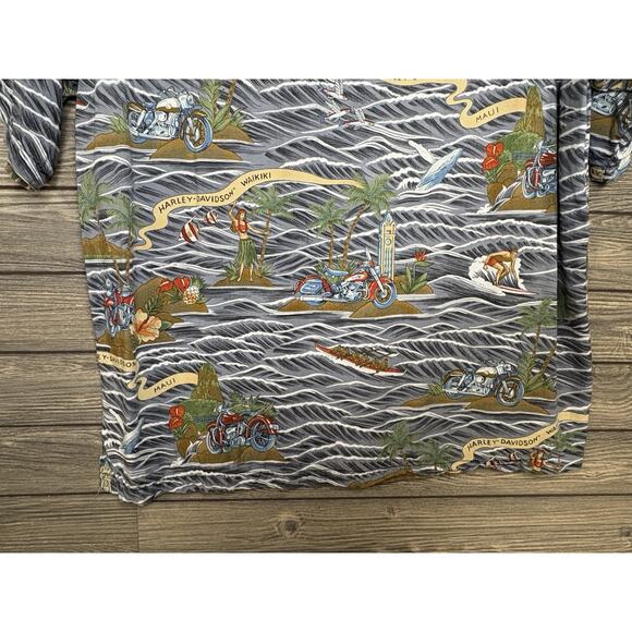 Harley Davidson Hawaiian Surfer Shirt XL Mens Vintage Hawaii Made in USA - Picture 10 of 10